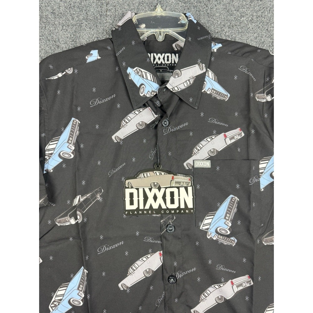 DIXXON FLANNEL CO THE SLAB PARTY SHIRT M BLACK LOWRIDER CAR AOP GRAPHIC PRINT